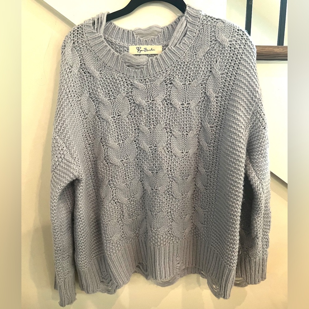 Distressed Cable Sweater